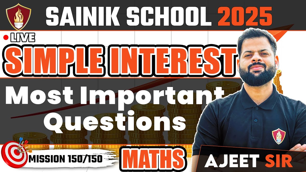 Sainik School Maths Simple Interest Most Important Questions | AISSEE Coaching 2025