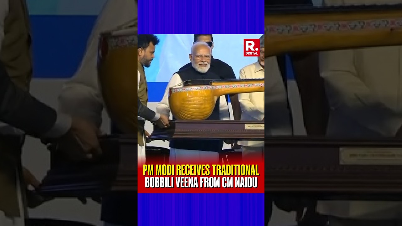 PM Modi Receives Traditional Bobbili Veena from CM Naidu