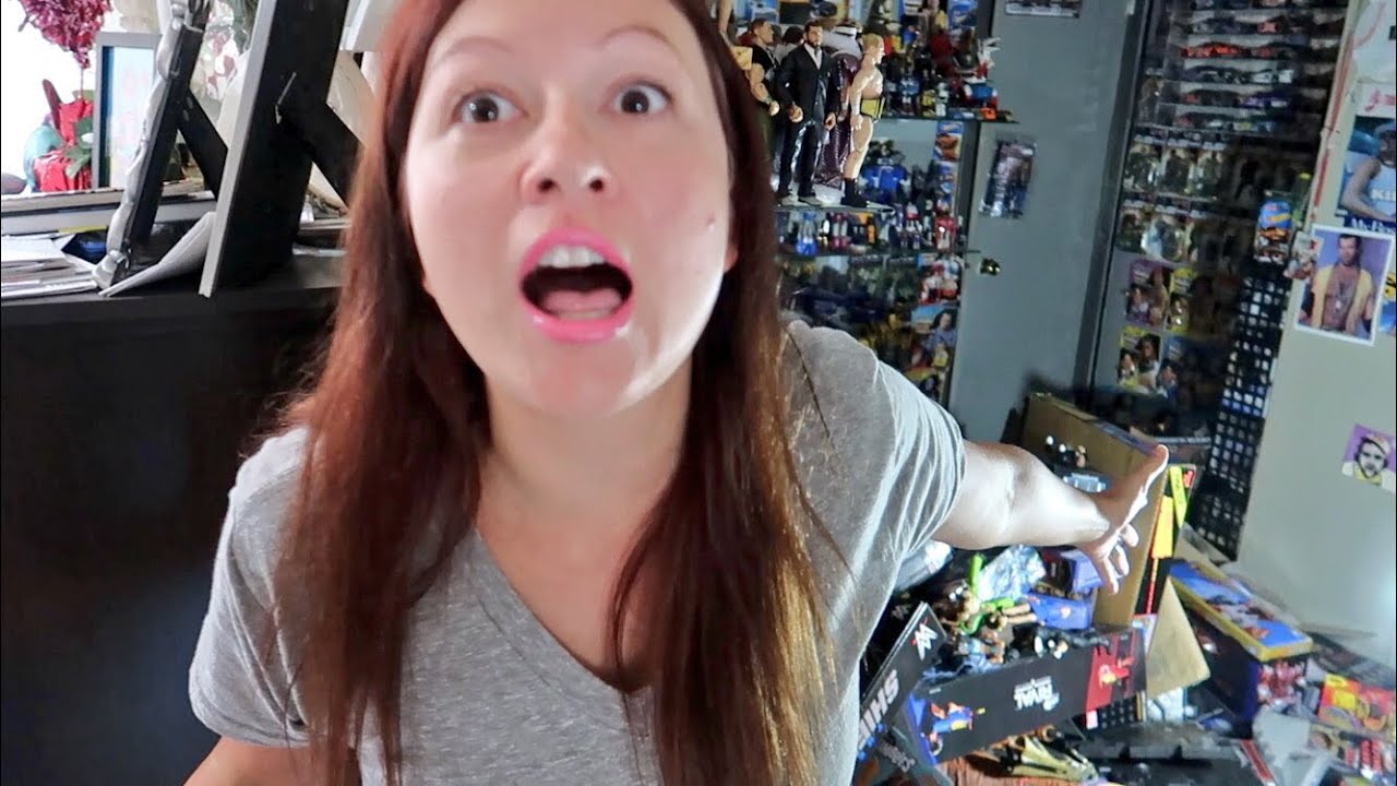 Raging Heel Wife Destroys WWE Figure Collection Display!