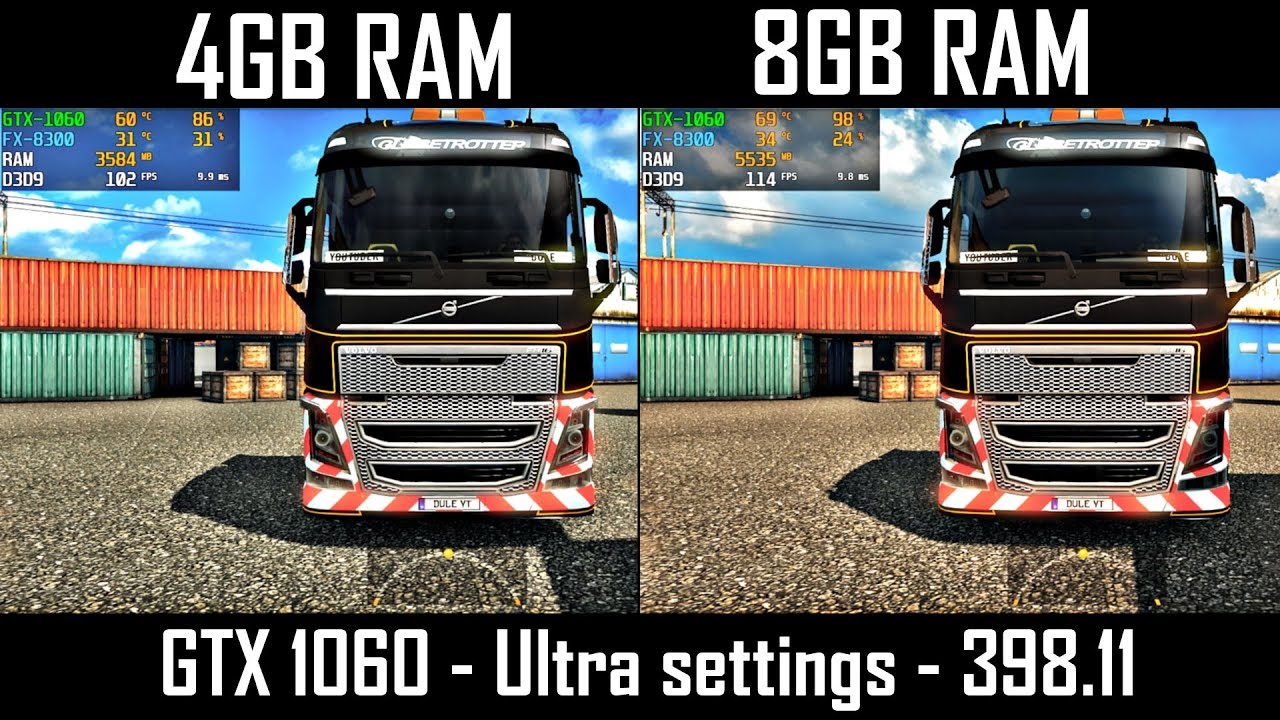 GTX 1060 - 4GB VS 8GB RAM - ETS 2
