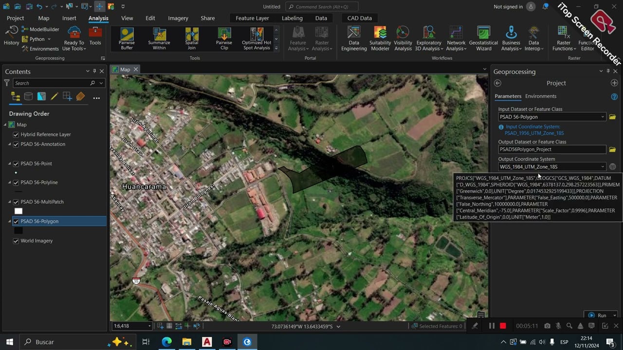 CONVERTIR DWG DE PSAD 56 A WGS 84 CON ARGIS PRO