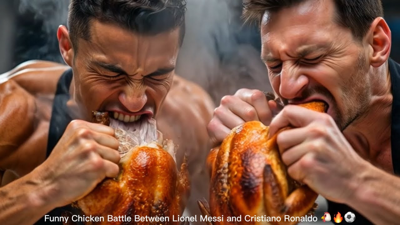 Funny Chicken Battle Between Lionel Messi and Cristiano Ronaldo 🔥⚽ #usa #brooklyn #ronaldo #messi 