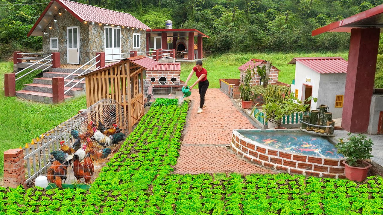 Full Video: 45 Days Building Many Creative House For Animals - Clean Walkway - Growing Vegetables