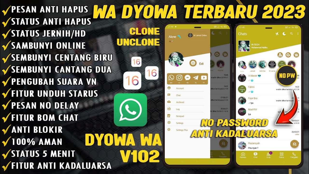 WHATSAPP dYOWA V102 TERBARU 2023 || WA dYOWA VERSI TERBARU 2023 -NO PW