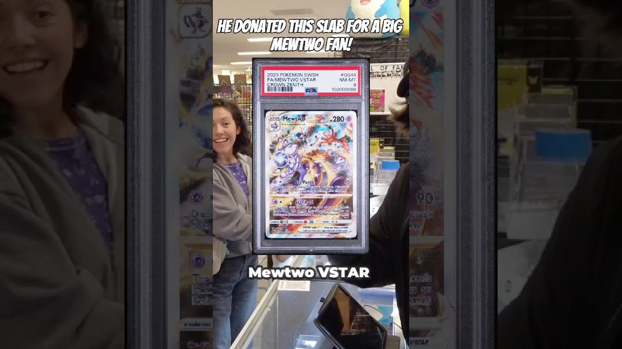 He donated the MEWTWO VSTAR in a slab! | Pokemon card vendor POV #pokemon #pokemoncards #shorts