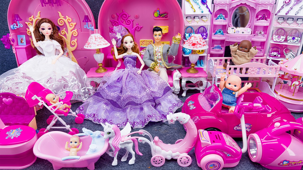 20 Minutes Satisfying Unboxing Barbie Princess Cozy Bedroom Dress Up Playset Review Toys