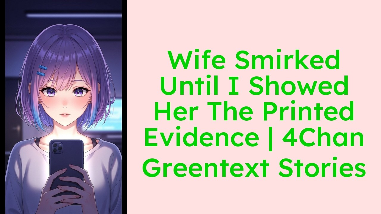 Wife Smirked Until I Showed Her The Printed Evidence  4Chan Greentext Stories
