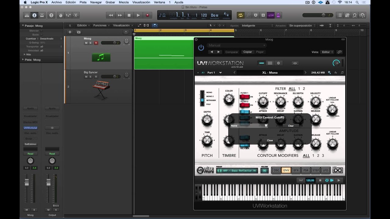 Logic Pro X: Automatización UVI Workstation y datos MIDI.