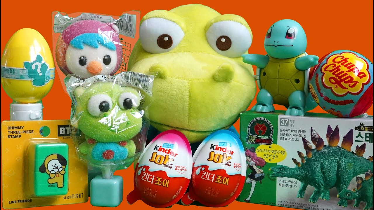 다양한장난감, 뽀로로, 꼬부기, 침미, 카카오프렌즈, 공룡메카드, 킨더조이, various toys