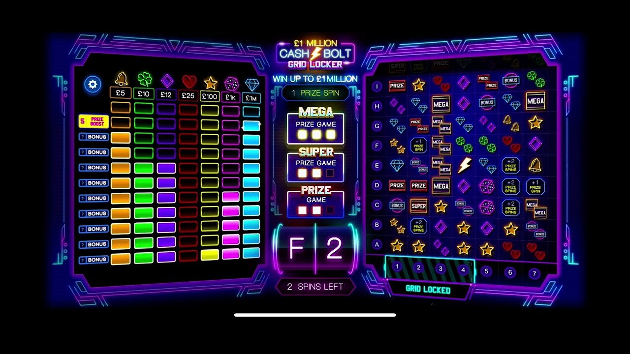 National Lottery Cash Bolt Grid Locker - Mega Prize Game &pound;16 win