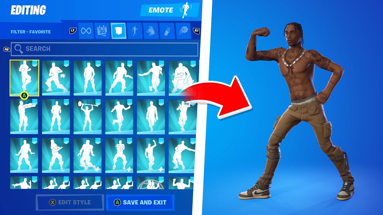 Fortnite TRAVIS SCOTT Skin Doing All Icon Series Emotes & Dances