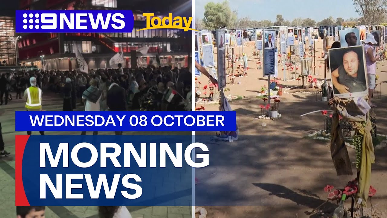 Pro-Palestinian rally in south-west Sydney; October 7th attacks marks two years | 9 News Australia