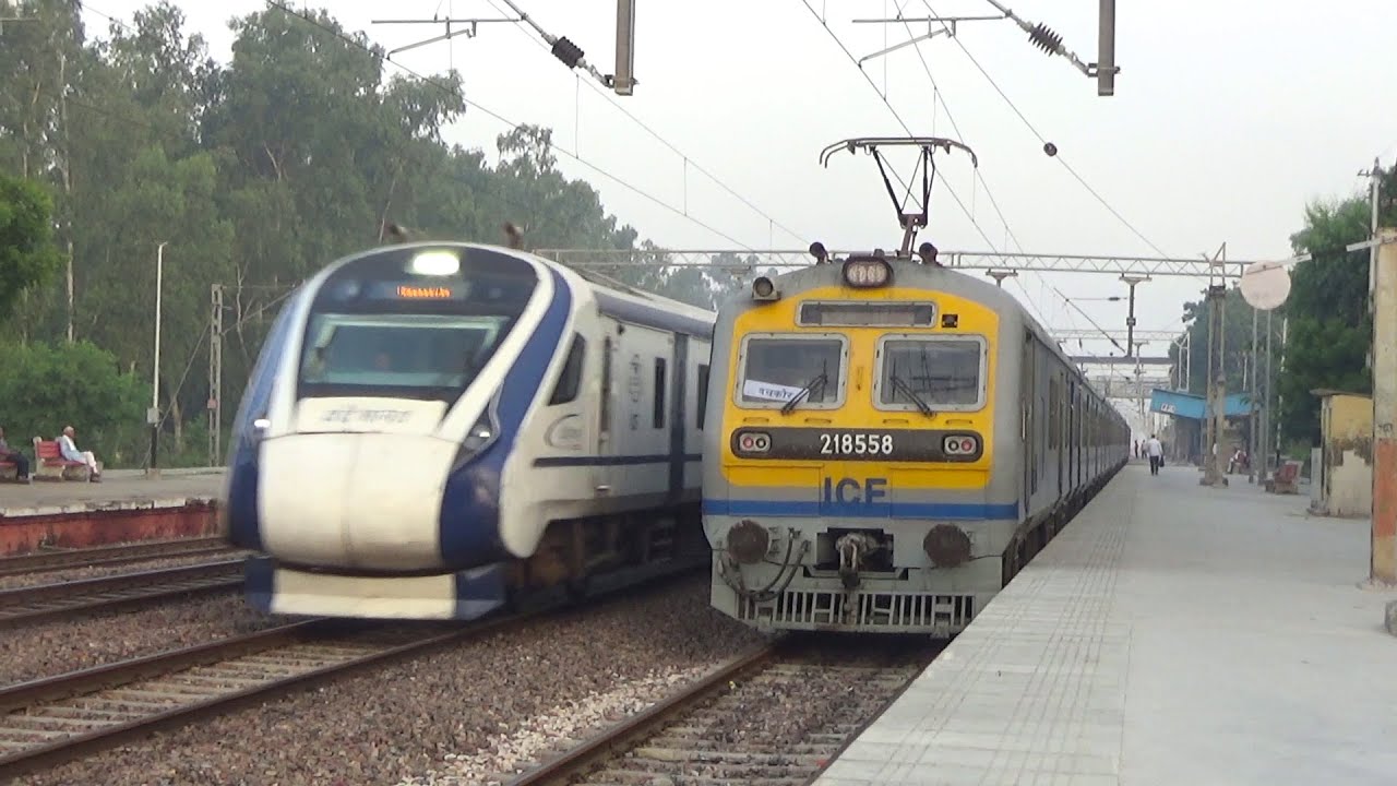 Extreme dangerous Train Overtake : Vande Bharat Express Overtaking Daunkar Memu Train : Railgate