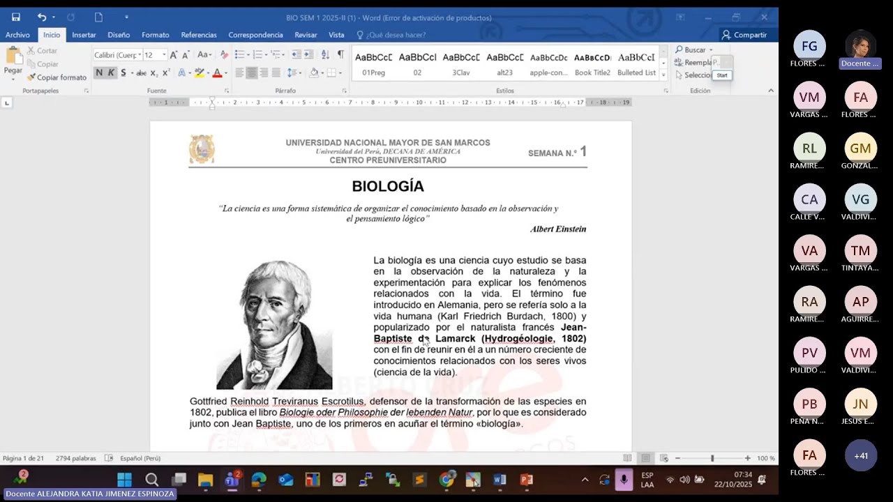 Biolog&iacute;a - Semana 01 - Pre San Marcos Ciclo 2025-II (Nuevo Ciclo)