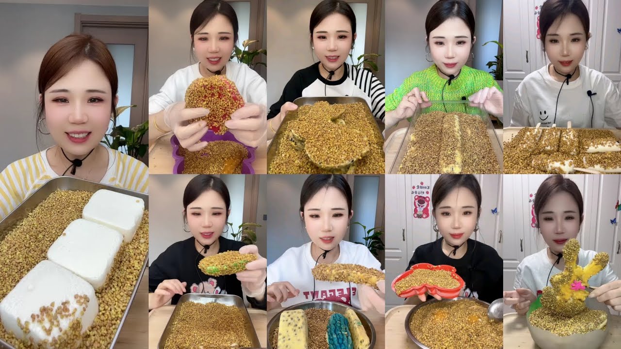 YY FROZEN CHEWY PASSION FRUIT with BUCKWHEAT SEEDS ICE EATING ASMR