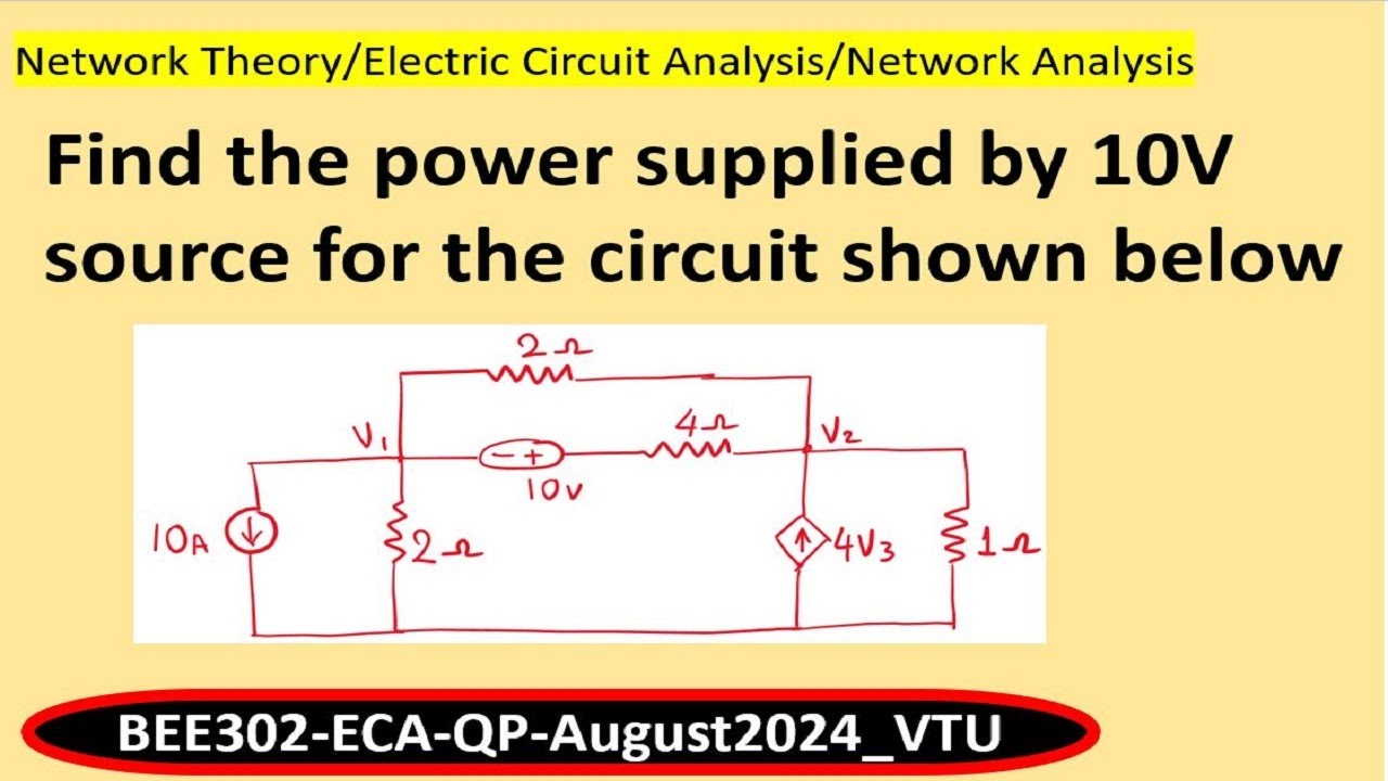 Find the power supplied by 10V source for the circuit shown below.