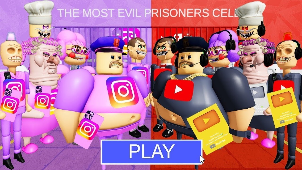 INSTAGRAM Bosses Vs YOUTUBE Bosses! BARRY'S PRISON RUN! #roblox #obby #1