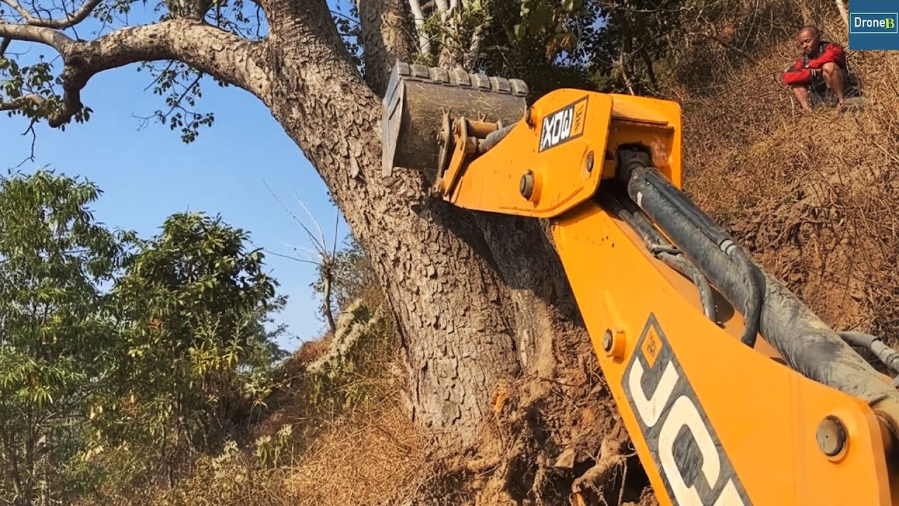 Extending New Mountain Road to Reach Rural Roadless Villages-Cutting Trees and Hills-Rocky Site