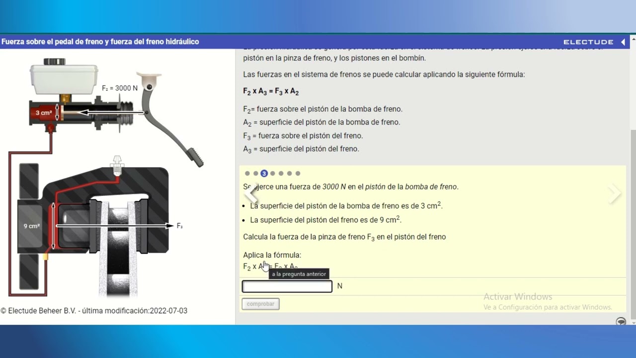 FUERZA SOBRE EL PEDAL DE FRENO Y FUERZA DEL FRENO HIDRAÚLICO ELECTUDE
