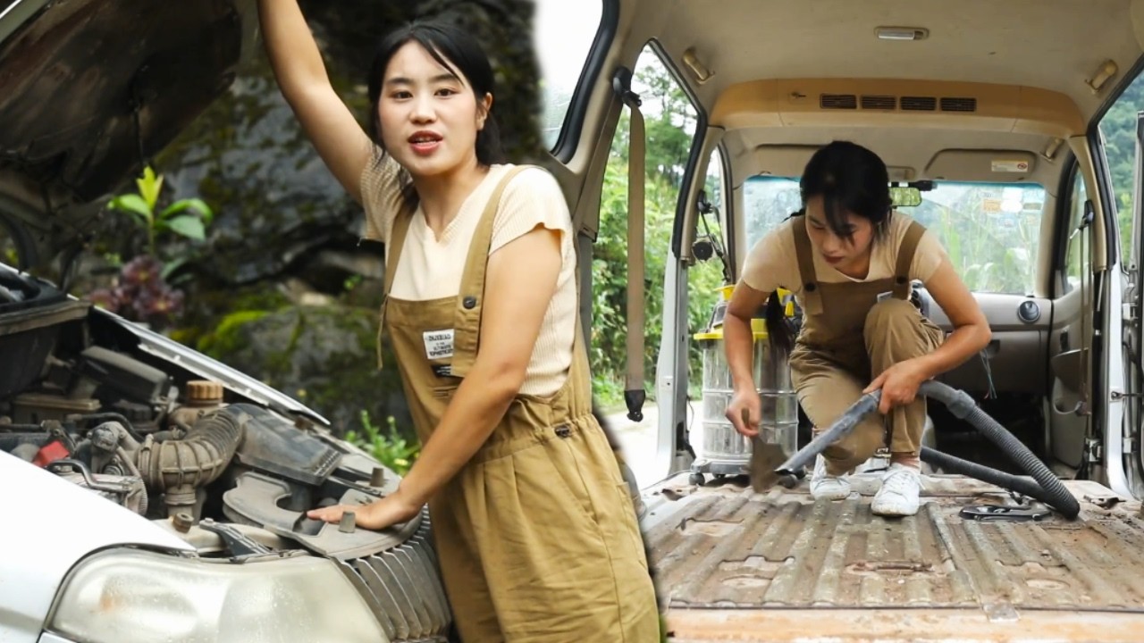 Girl's Challenge: Repair And Clean Her Uncle's Ten-Year-Old Wuling Hongguang Van#diy #machine
