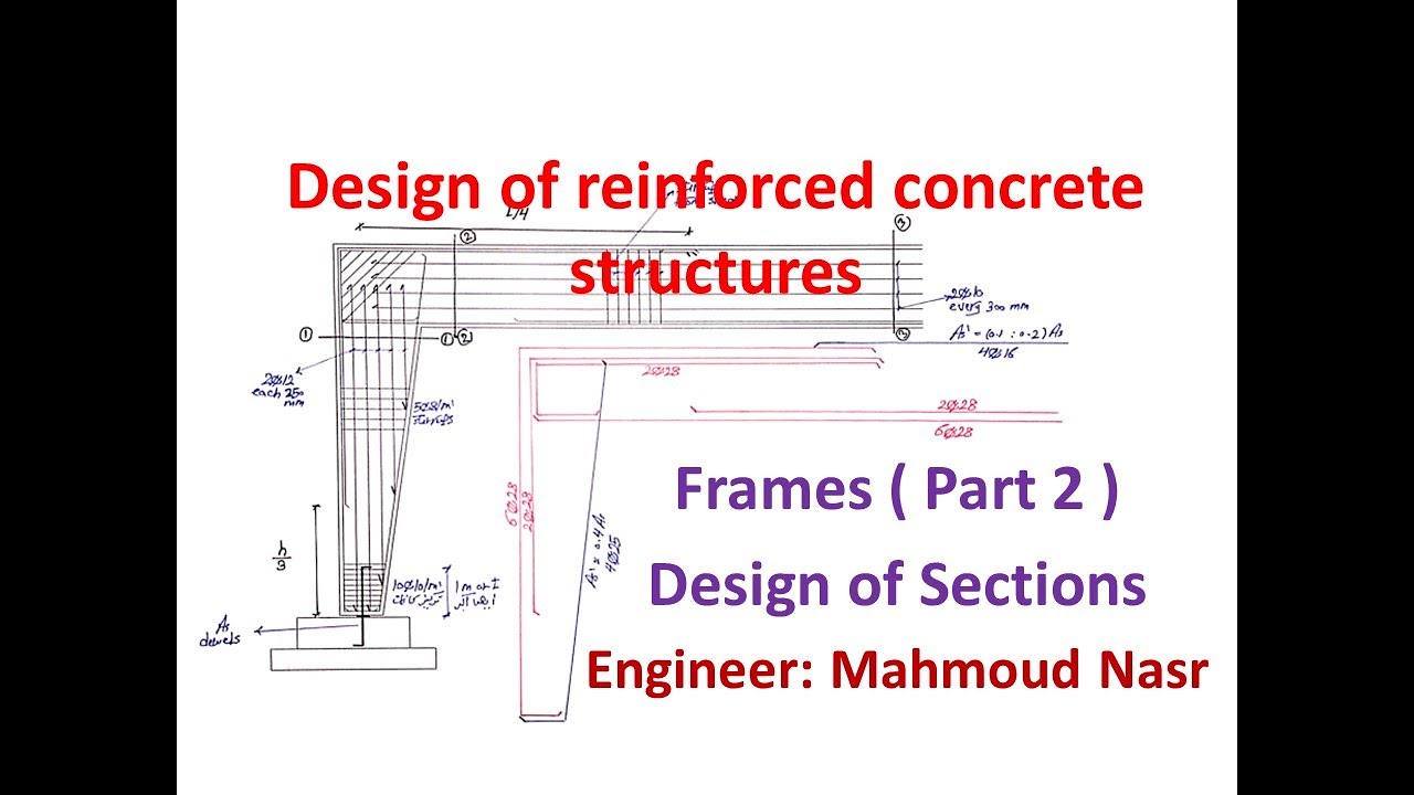 تصميم الاطارات (الفريمات) الخرسانيه Design of reinforced concrete frames الجزء الثانى تصميم القطاعات