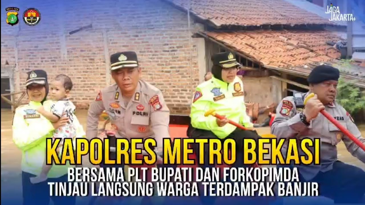 Kapolres Metro Bekasi bersama Plt Bupati Bekasi & Forkopimda Tinjau Langsung warga terdampak banjir