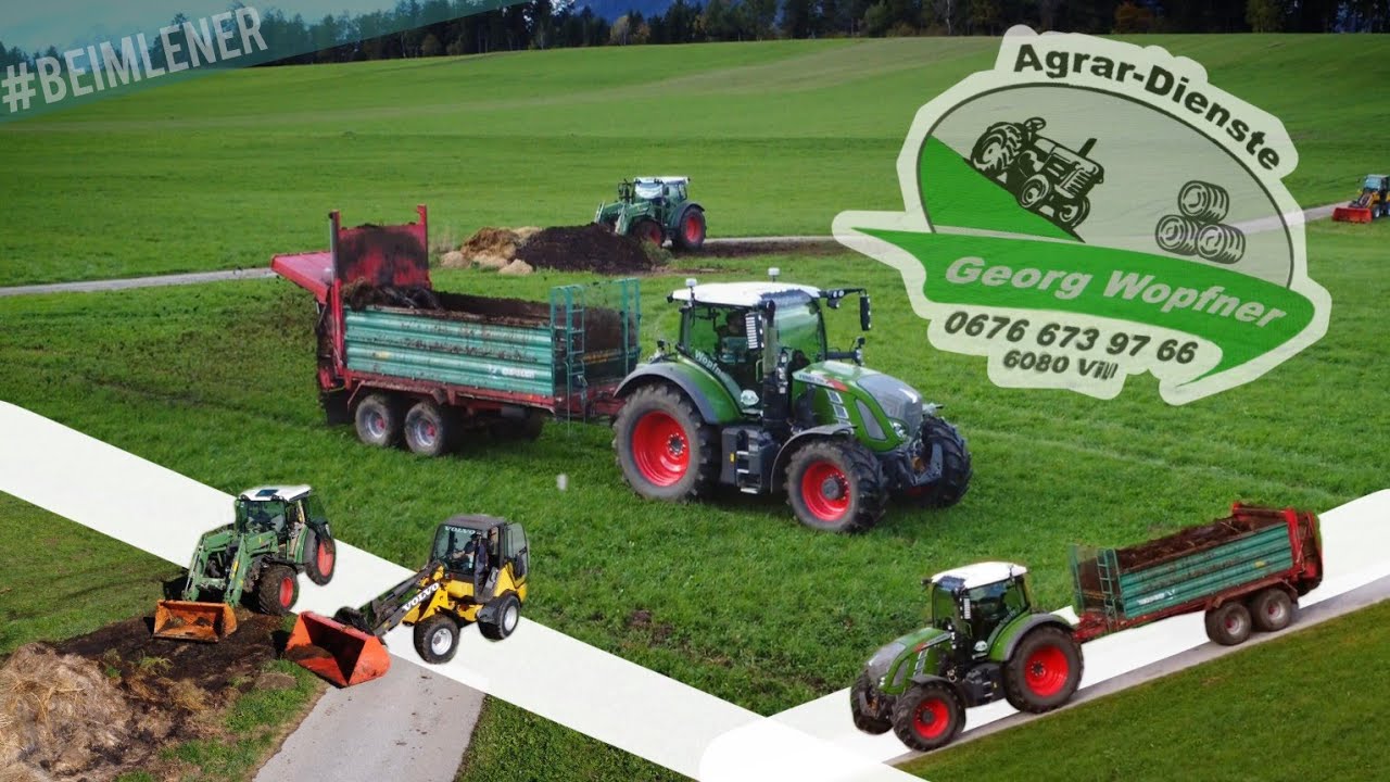 Mist streuen mit FENDT 716 und Farmtech Tandemstreuer + FENDT 209 Vario mit Cargo + Volvo Radlader