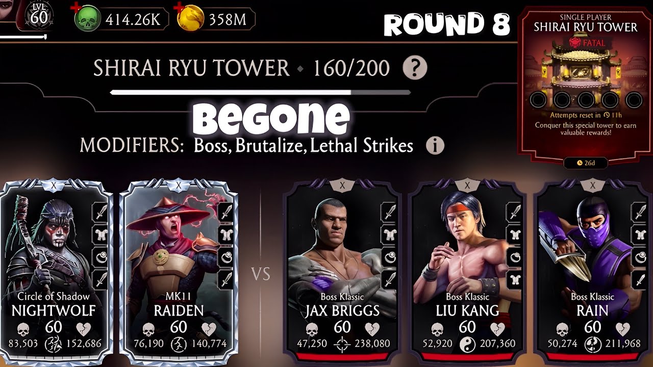 Fatal Shirai Ryu Tower Boss Battle 160 & 120,140 Fight + Reward Mortal Kombat Mobile 2025