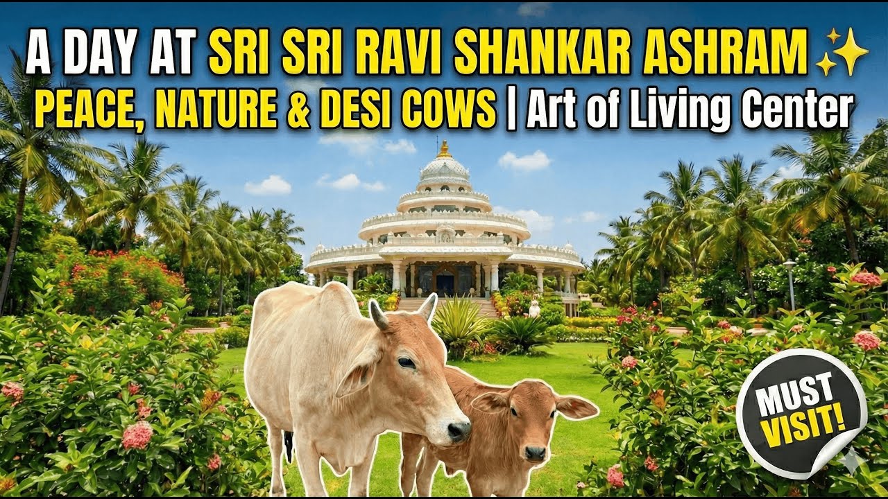 A Day at Sri Sri Ravi Shankar Ashram ✨ | Peace, Nature & Desi Cows | Art of Living Center