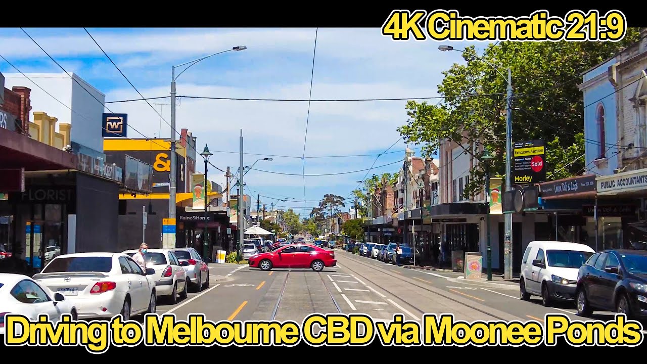 Driving to Melbourne CBD via Keilor Rd, Mt Alexander Rd, Moonee Ponds, Flemington Rd | 4K Cinematic|