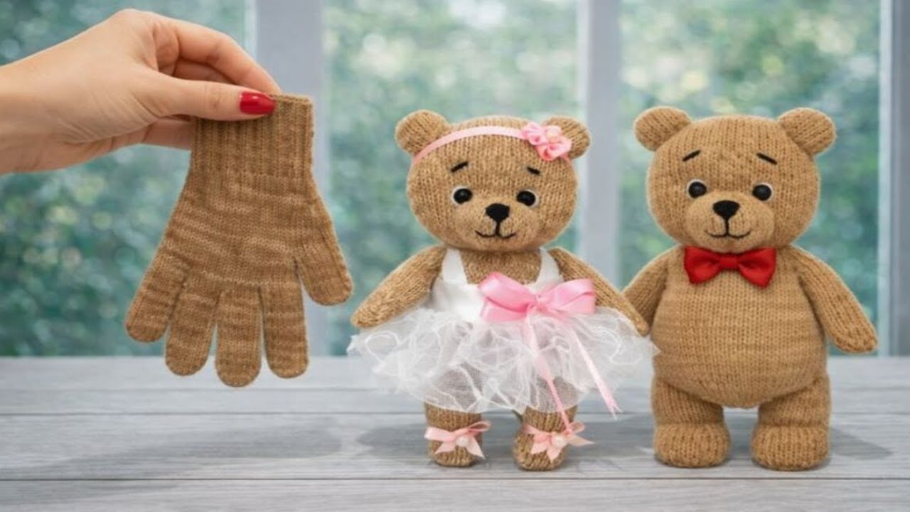 Это так просто! 🐻 Я сделала милого плюшевого мишку всего из одной перчатки 🧤 Это под силу каждому!