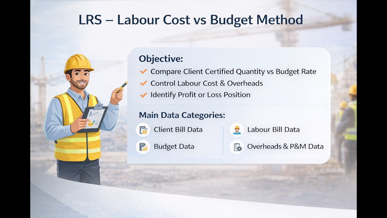 LRS – Labour Cost vs Budget Method | PART-01| Client Bill vs Budget Analysis in Construction