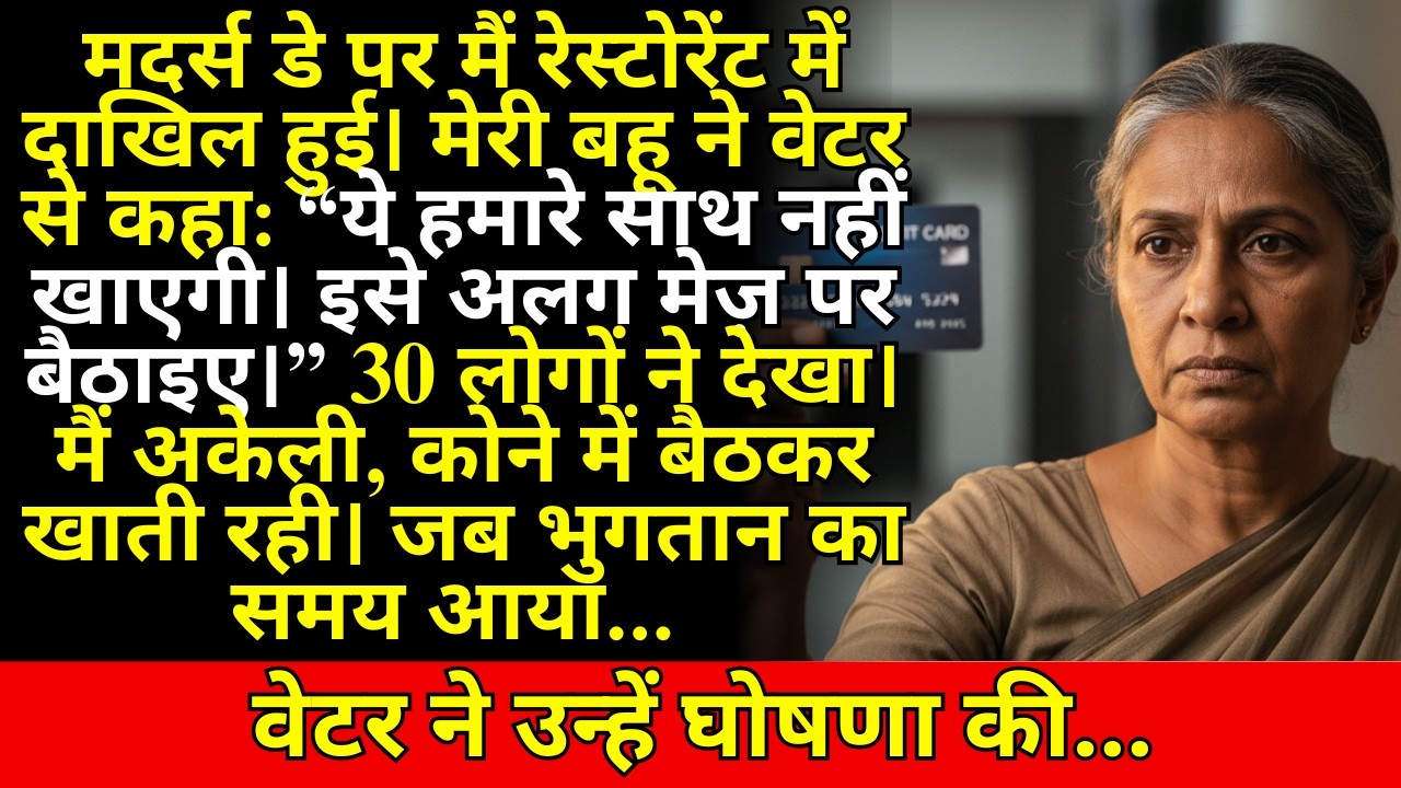मैं रेस्टोरेंट में दाखिल हुई, मेरी बहू ने फुसफुसाकर कहा: “ये अलग खाएगी”, लेकिन जब बिल आया...