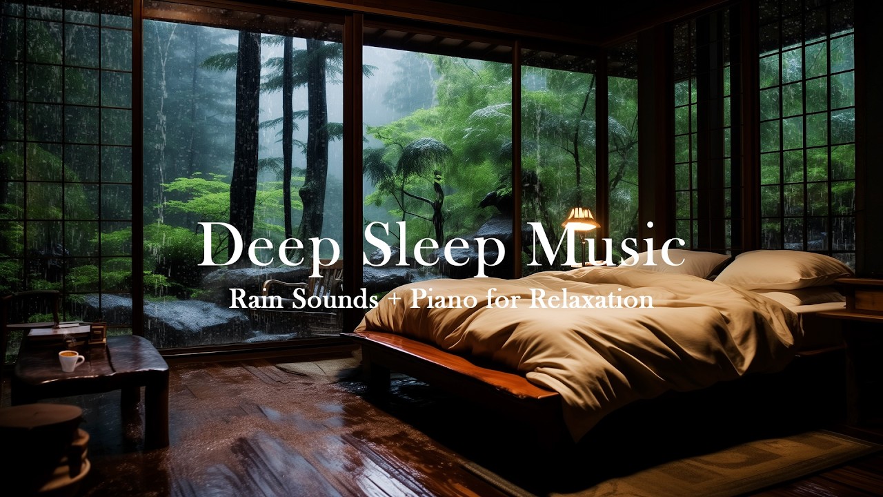Soft Rain and Piano Music for Stress Relief — Enter Peaceful Sleep