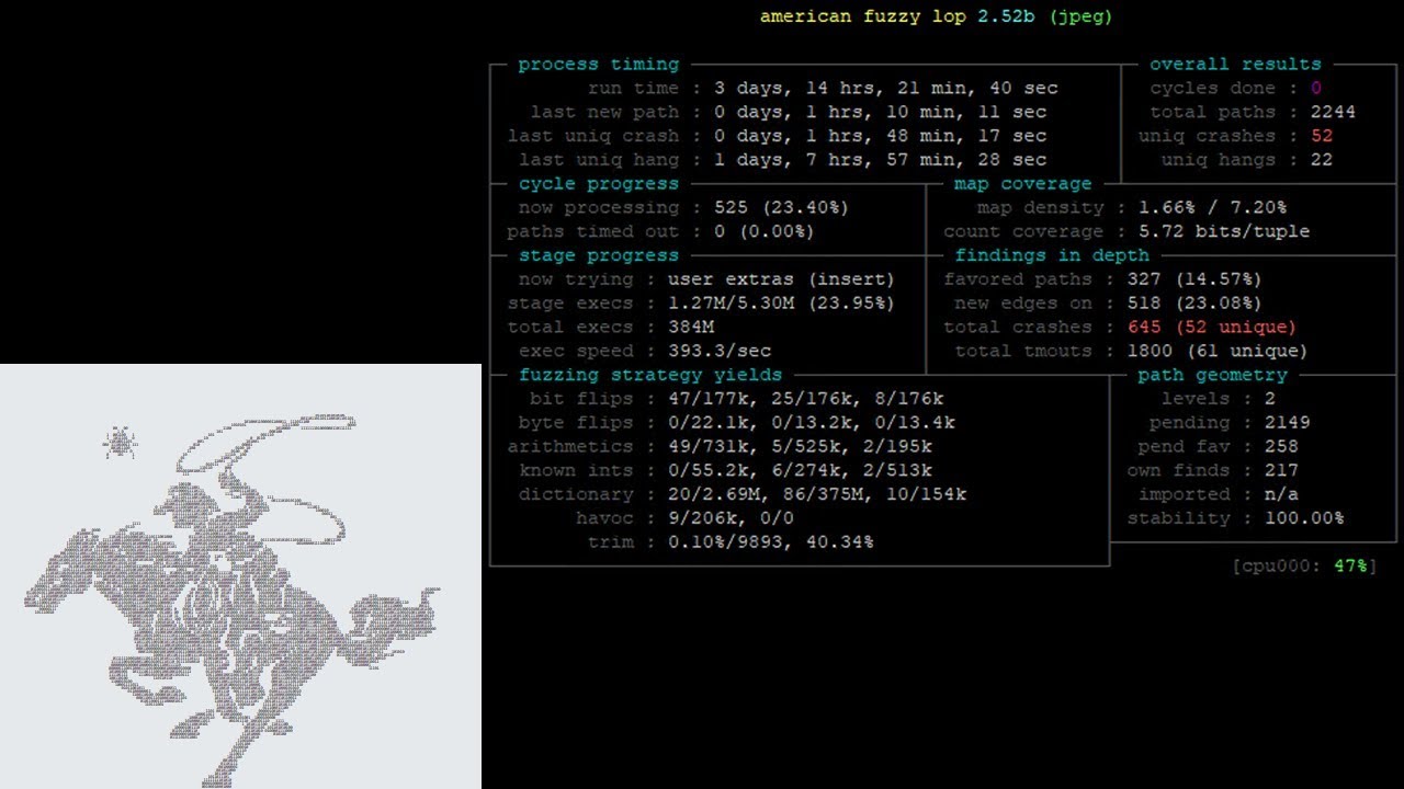 Building a display for JPEG Fuzzing with AFL