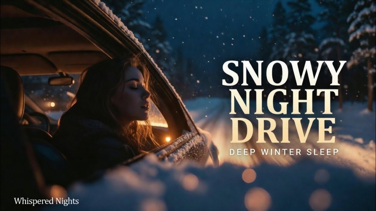 Snowy Road Trip Silence ❄️ Calm Winter Night Drive for Deep Sleep