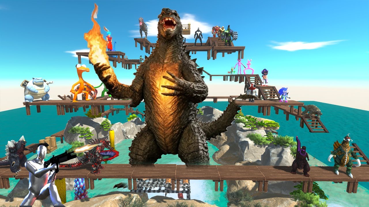 FPS AVATAR Around BURNING GODZILLA DEADLY Parkour ZIGZAG STAIRS - ARBS