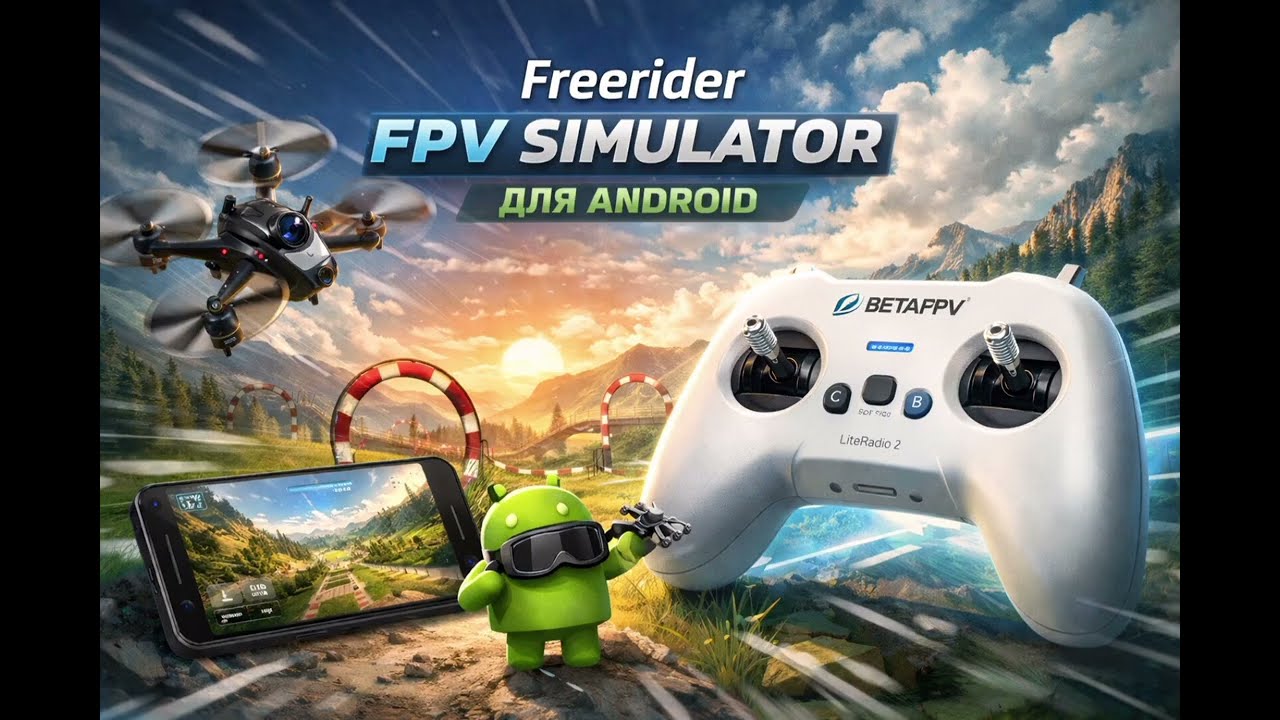 FPV симулятор Freerider на андроид плюс пульт управления BETAFPV LiteRadio 2,тренируемся летать🛫🛬🛫