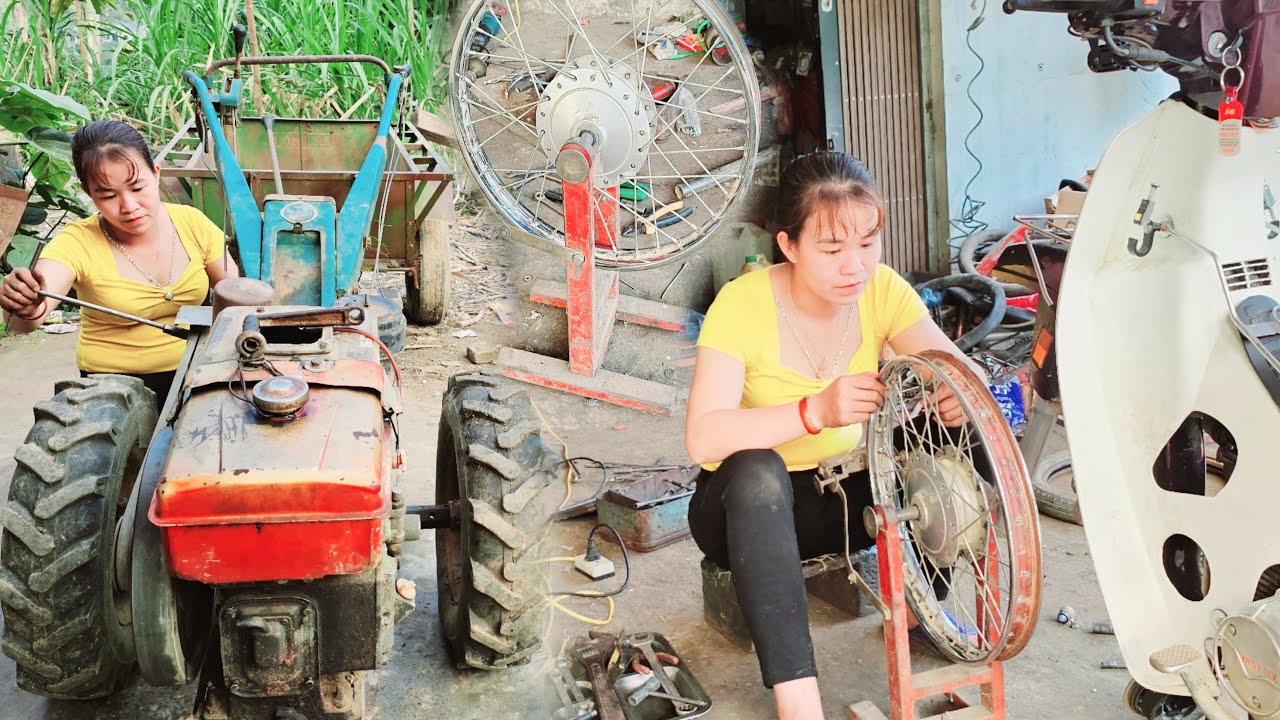 Repair restore broken motorcycles and tractors, fix old to new/blacksmith girl