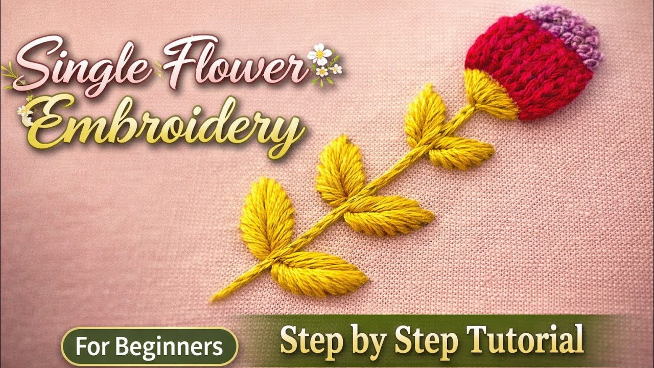 Single flowers 🌼 embroidery 🪡 stitch embroidery satisfying embroidery