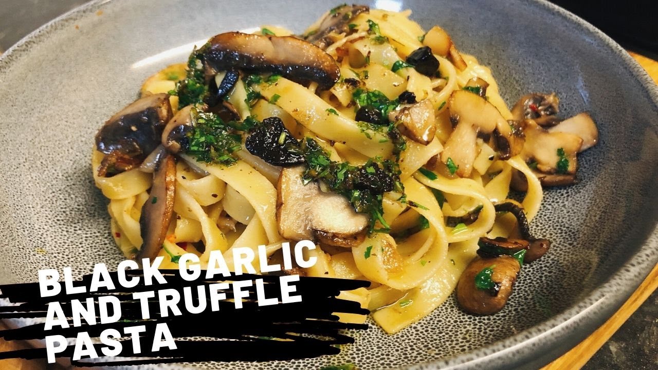 Black garlic and truffle pasta | Vegan pasta dish | FoodwithDom