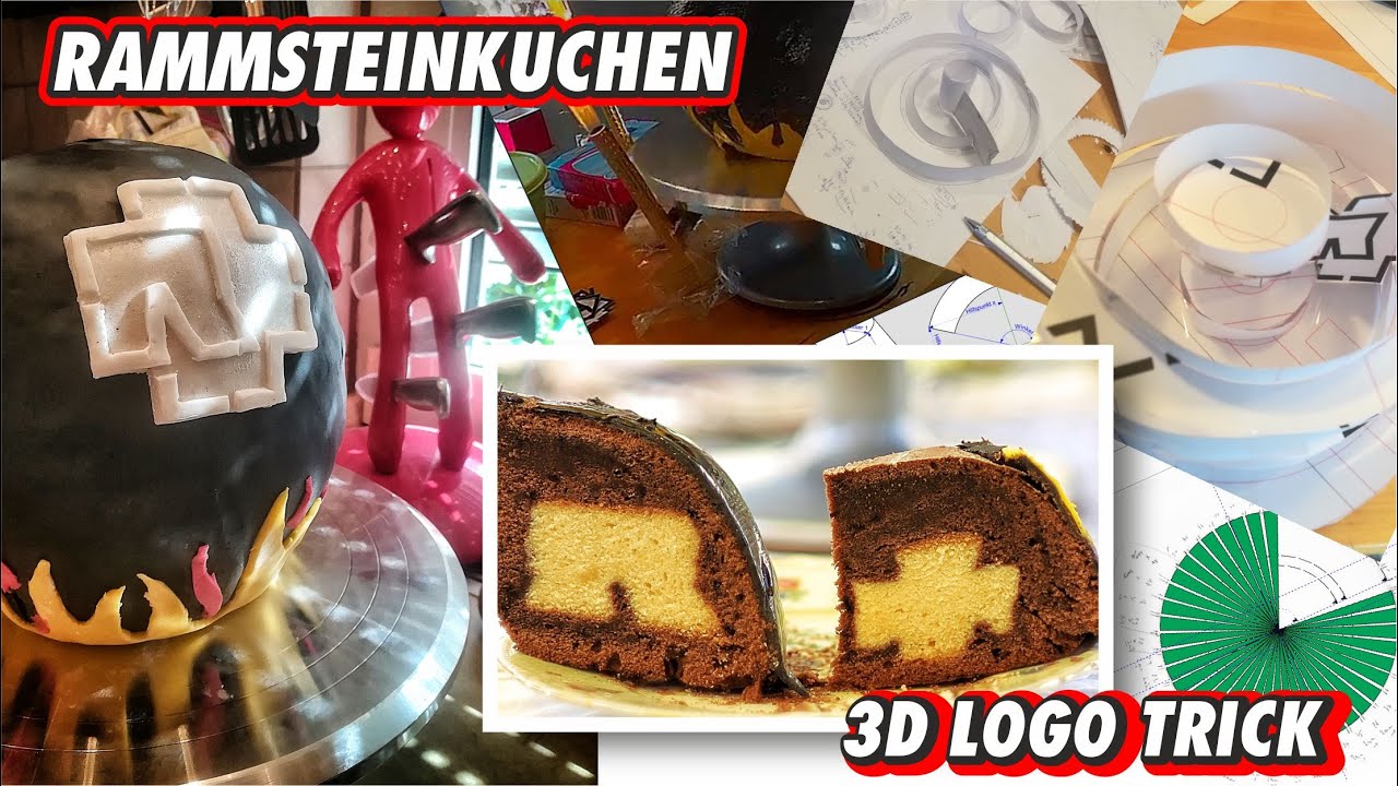 DIY Rammsteinkuchen mit Logo in jedem Kuchenst&uuml;ck Rammstein Kuchen