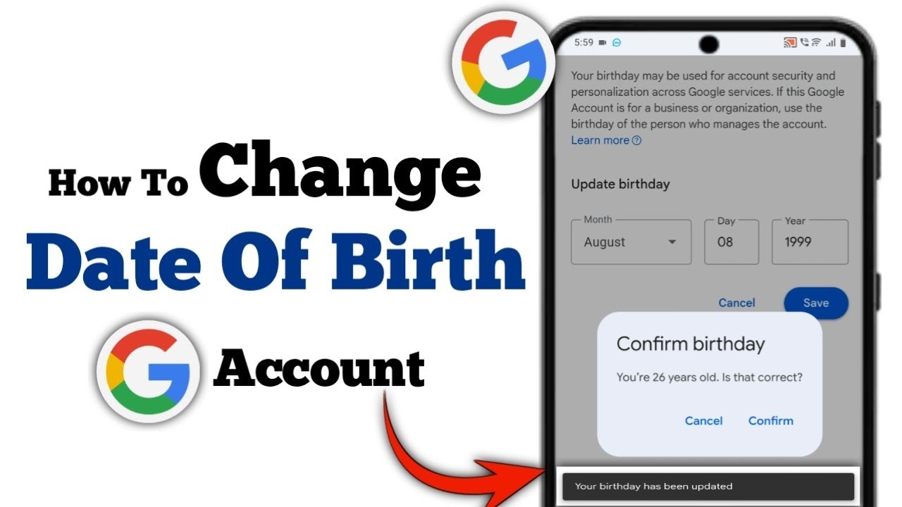 Как изменить дату рождения в аккаунте Google?