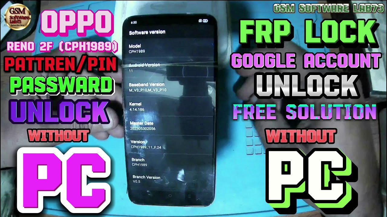 Oppo Reno 2F (CPH1989) Pattern/FRP Unlock     Android 11 Without PC New Method Free Solution👍🏻🌍🏆