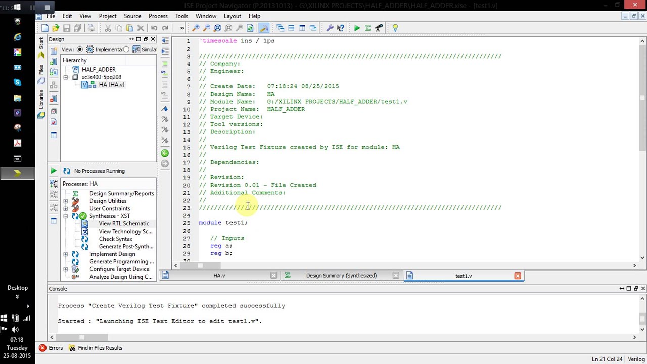 Testbench Creation in Verilog Using Xilinx Tool