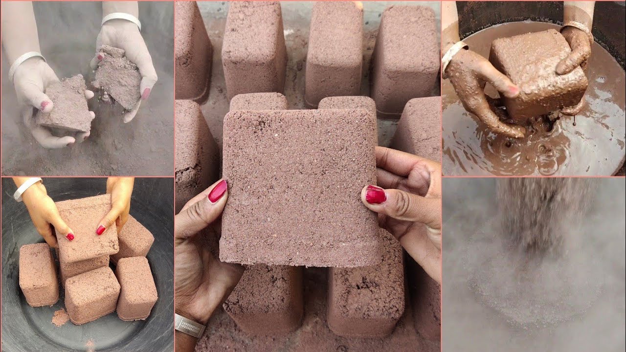 Asmr- Super soft dusty red sand cement dry water crumbling/dipping 🎊 special IG request 🎊HBD Glamour