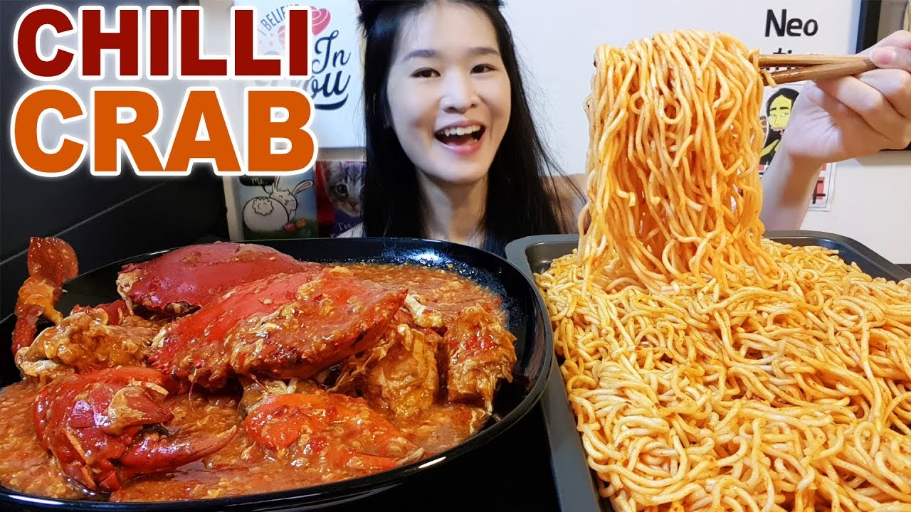 Eating Crabs! Spicy Chilli Crab & Chili Crab Ramen! Seafood & Noodles Mukbang w/ Asmr Eating