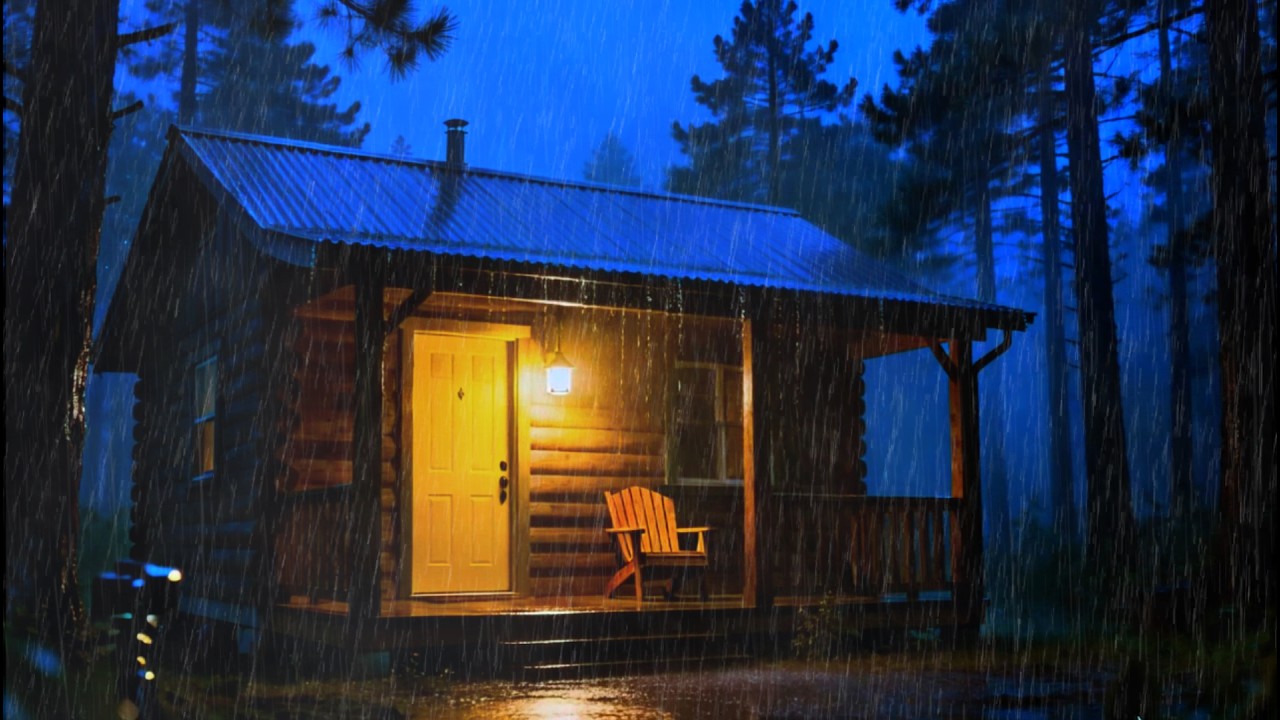 Heavy Rain in the Forest Around a Cozy Cabin 🌧 No Ads  Rain Sounds for Deep Sleep