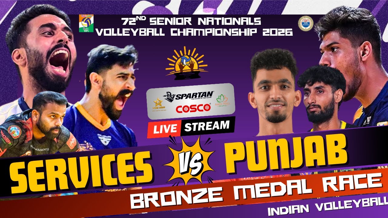 Bronze Medal Match 🥉Services Vs Punjab | HD Live | 72nd Senior National Volleyball Championship 2026