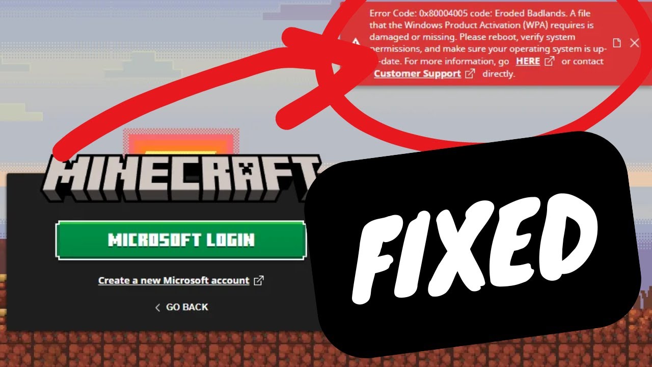 Как исправить код ошибки Minecraft 0x80004005
